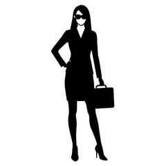 Canvas Print - A professional business woman stand with wearing sunglass vector silhouette