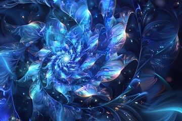 Light, star, fractal, design, pattern, art, blue, illustration, motion, spiral, wallpaper, color, energy, space