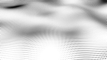 Poster - Black digital dots form waves against on animated abstract background. Futuristic, Modern, Digital, abstract, and technological dots on a wavy background