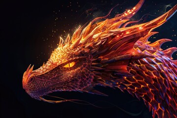 Aufkleber - A close-up shot of a dragon's head on a dark background, great for fantasy and mythology themed projects