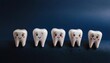 © Marko - white cute smiling tooth characters with faces smile on blue background