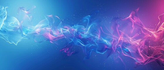 Wall Mural - A blue and pink wave of light with a blue background