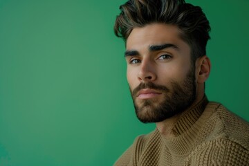 Canvas Print - A portrait of a person with a long beard, photographed from a close perspective