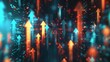 © MD Media - Digital background featuring glowing arrows and graphs, representing stock market growth or business performance.