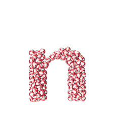 Symbol made of red volleyballs. letter n