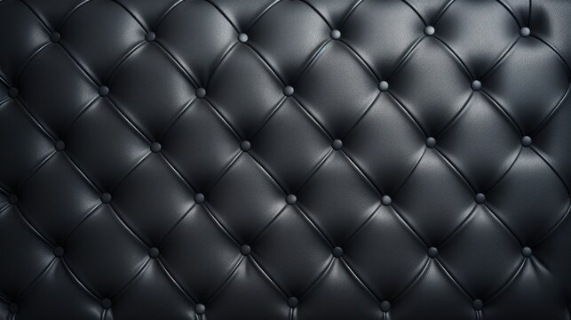 Black leather upholstery. Leather luxury background with stitching.