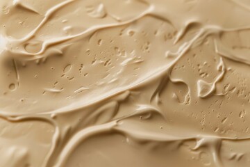 Poster - Liquid foundation makeup is being spread on a surface, creating an abstract background with interesting textures. The smooth cream is reflecting light, adding depth to the composition
