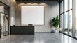 © YASIR  - corporate branding white empty blank frame mockup template with modern business offices background for identity logo branding at reception wall in contemporary design