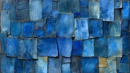 Fototapete - Illustrate a collage of abstract shapes in cool, calming tones of blue and gray, evoking a sense of peace and