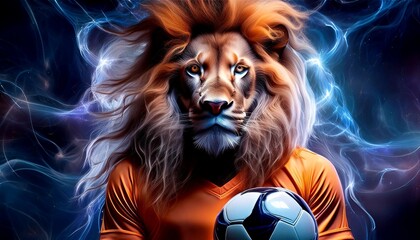 Wall Mural - Orange lion with ball