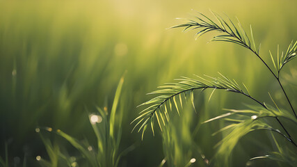 Wall Mural - Abstract minimalist natural nature background, green leaf, blur. Generative AI