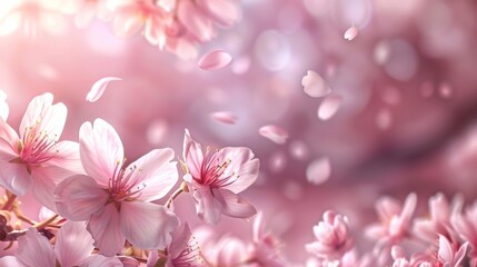 Canvas Print - Delicate pink petals falling gently