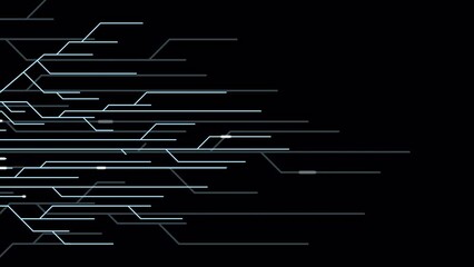 Poster - Glowing circuit board lines animation. Abstract technology circuit board. Digital circuit board elements. Modern tech design. Motion graphic. Transparent background with alpha channel