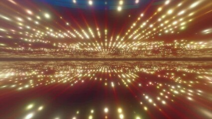 Poster - Abstract yellow glowing energy hi-tech lines and digital particles tunnel with bokeh effect background. Video in high quality 4k, motion design