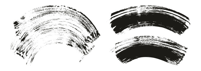 Poster - Hand Drawn Flat Fan Brush Thick Curved Background Mix High Detail Abstract Vector Background Mix Set 