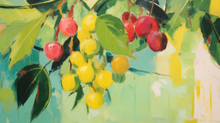 Canvas Print - Expressionist art summer fruits background