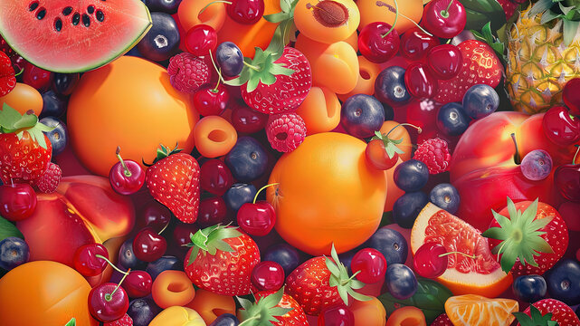 summer fruits on background, delicious fruits on colored background, background of summer fruits, fr