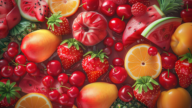 summer fruits on background, delicious fruits on colored background, background of summer fruits, fruits banner