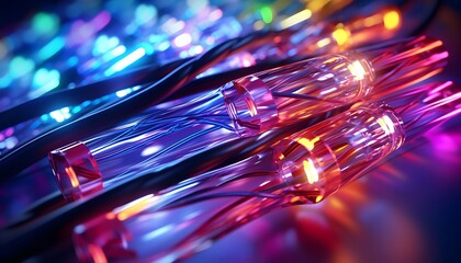 transferring information Glowing data cables background