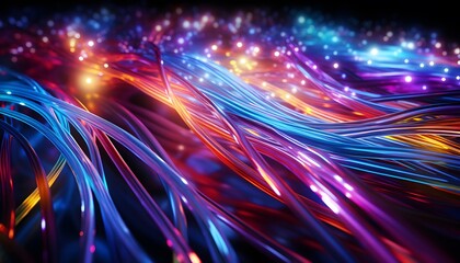 transferring information Glowing data cables background