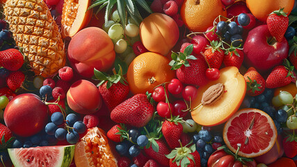 Wall Mural - summer fruits on background, delicious fruits on colored background, background of summer fruits, fruits banner