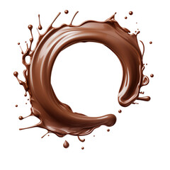 Sticker - Chocolate splash in circle shape . cut out on transparent	