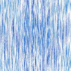 Wall Mural - Indigo ikat dye stripe marled seamless pattern. Asian style wavy distort weave print in modern blue white.