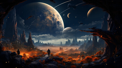 Wall Mural - Space exploration scene, futuristic concept