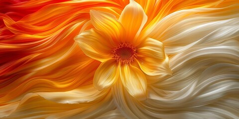 Poster - Abstract vibrant flower with dynamic petals and rich colors, showcasing the beauty and creativity of nature-inspired artistic design, Gernerative AI