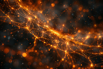 Aufkleber - An intricate web of glowing lines against a dark background. Concept of technology and digital networks. Generative Ai.