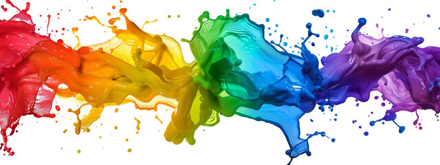 A colorful ink splashing isolated on white transparent background, PNG File. Perfect for clipart