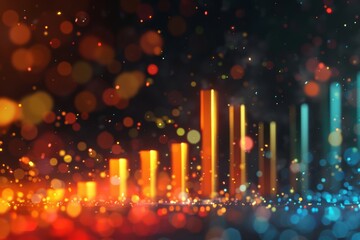 Poster - Close-up of a colorful bar chart representing business statistics, financial data analysis, and market research, emphasizing detailed performance measurement, Generative AI