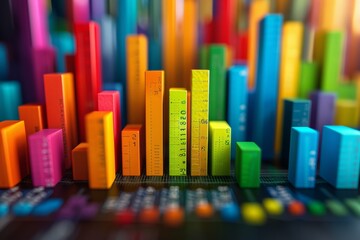 Poster - Colorful bar chart representing business statistics, financial data analysis, and market research, highlighting performance measurement, economic growth, Generativ AI