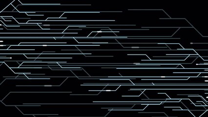 Poster - Glowing circuit board lines animation. Abstract technology circuit board. Digital circuit board elements. Modern tech design. Motion graphic. Transparent background with alpha channel
