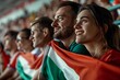 © ChaoticMind - An intense sports event captivates a group of soccer fans draped in a flag, experiencing a tense moment