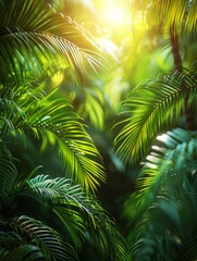 Wall Mural - summer background with tropical palm leaves and branches