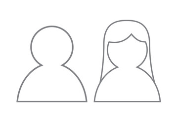 Poster - Simple Line Drawing of Male and Female Profile Photo Placeholder Icons Design. Vector Illustration. 