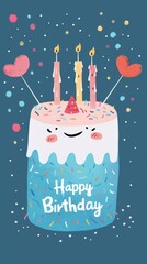 Wall Mural - A birthday cake with candles and sprinkles