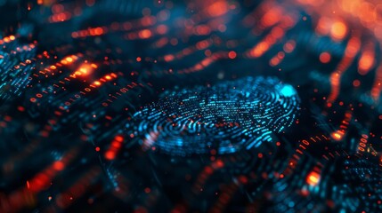 Poster - fingerprint scanning identification system. biometric authorization and business security concept, f