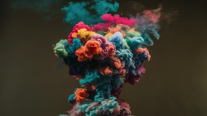 Wall Mural - rising clouds of multi-colored smoke. ai generated.