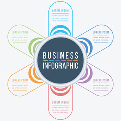 Wall Mural - Infographic design 6 Steps, objects, elements or options business information template