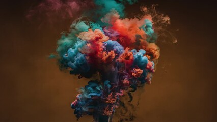 Wall Mural - rising clouds of multi-colored smoke. ai generated.