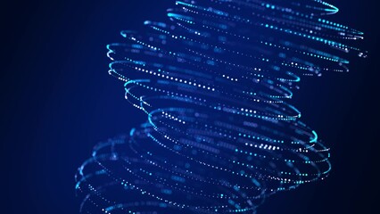 Aufkleber - Network connection structure. Abstract twisted form with dots and lines. Technology grid background. Flow of particles. 3D rendering.