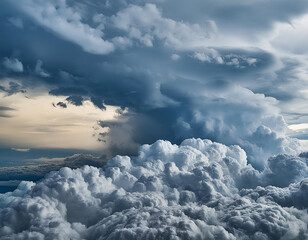 Wall Mural - Abstract, storm clouds and outdoor climate change background for environment, weather