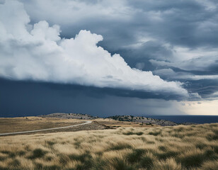 Wall Mural - Abstract, storm clouds and outdoor climate change background for environment, weather