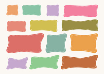 Wall Mural - a set of hand drawn doodle blank text frames. colored text box with dotted line. empty speech bubble