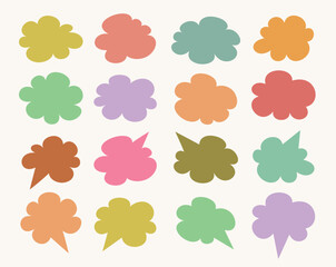 Wall Mural - a set of hand drawn doodle blank text frames. a colored text box that looks like a cloud. empty spee