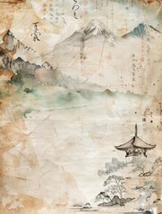 Wall Mural - Watercolor vintage paper background old writing sheet