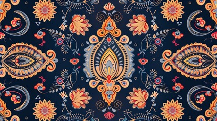 Wall Mural - Paisley ethnic patterns design floral pattern with paisley and indian flower motifs. damask style pattern for textil and decoration
