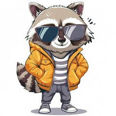 Wall Mural - Raccoon Y2K Fashion